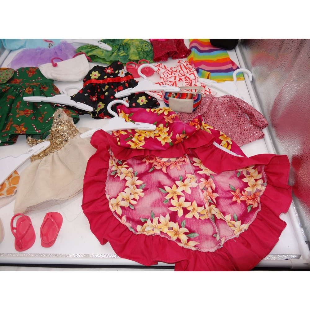 Our Generation Doll Clothes Lot Dresses Shoes Hangers Christmas Hawaii 16 pcs - Picture 5 of 11